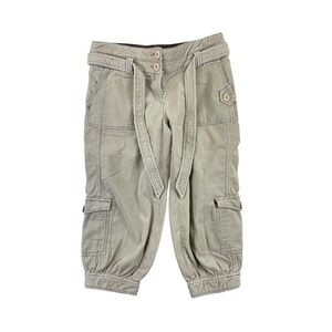ETT:Twa Cargo Capri Pants Women's 4 Tan Belted Cropped 100% Cotton Casual